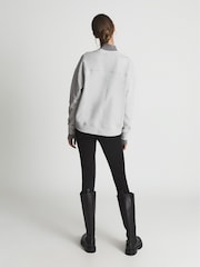 Reiss Grey Regan Rib Trim Cotton Jersey Sweatshirt - Image 5 of 6