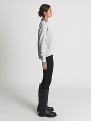 Reiss Grey Regan Rib Trim Cotton Jersey Sweatshirt - Image 6 of 6