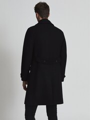 Reiss Black Myers Wool Blend Twill Overcoat - Image 5 of 5