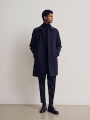 Reiss Navy Colombo Single Breasted Long Length Coat - Image 1 of 7