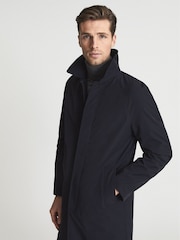 Reiss Navy Colombo Single Breasted Long Length Coat - Image 4 of 7