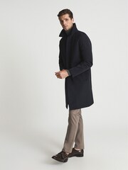 Reiss Navy Colombo Single Breasted Long Length Coat - Image 6 of 7