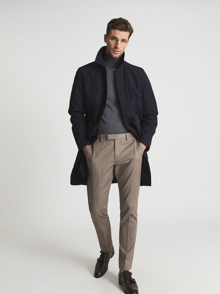 Reiss Navy Colombo Single Breasted Long Length Coat - Image 7 of 7