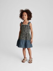 Reiss Navy Rosie Jr Abstract Print Bow Detail Dress - Image 1 of 6