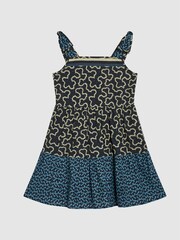 Reiss Navy Rosie Jr Abstract Print Bow Detail Dress - Image 2 of 6