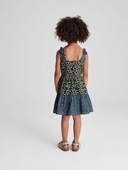 Reiss Navy Rosie Jr Abstract Print Bow Detail Dress - Image 5 of 6