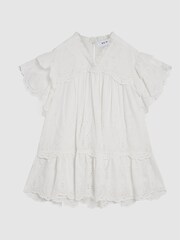 Reiss White Rae Junior Lace Shift Dress - Image 2 of 6