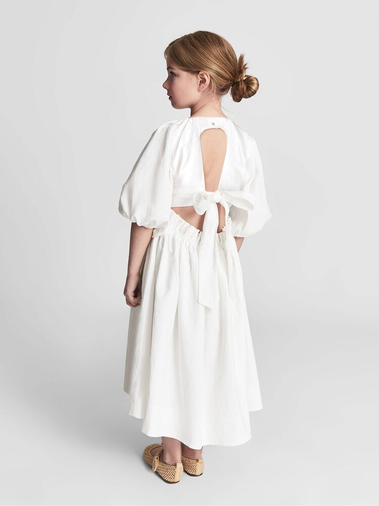 Reiss White Mae Jr Bow Back Dress - Image 1 of 6