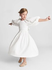 Reiss White Mae Jr Bow Back Dress - Image 4 of 6