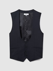 Reiss Navy Bold Horse Shoe Slim Fit Wool Waistcoat - Image 2 of 6
