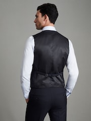 Reiss Navy Bold Horse Shoe Slim Fit Wool Waistcoat - Image 4 of 6