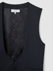 Reiss Navy Bold Horse Shoe Slim Fit Wool Waistcoat - Image 5 of 6