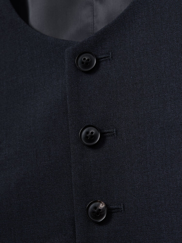 Reiss Navy Bold Horse Shoe Slim Fit Wool Waistcoat - Image 6 of 6