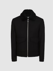 Reiss Black Dennis Shearling Collar Jacket - Image 2 of 5
