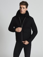 Reiss Black Dennis Shearling Collar Jacket - Image 3 of 5