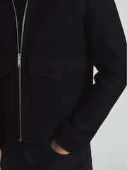 Reiss Black Dennis Shearling Collar Jacket - Image 4 of 5