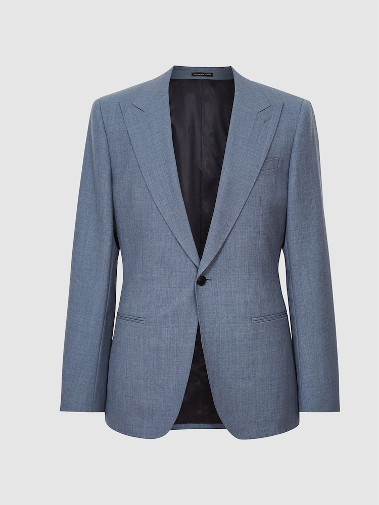 Reiss Airforce Blue Bold Slim Fit Wool Single Breasted Blazer - Image 2 of 5