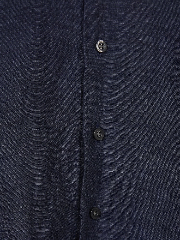 Reiss Navy Ruban Long Sleeve Linen Shirt - Image 4 of 4 Reiss Navy Ruban Long Sleeve Linen Shirt - Image 4 of 4