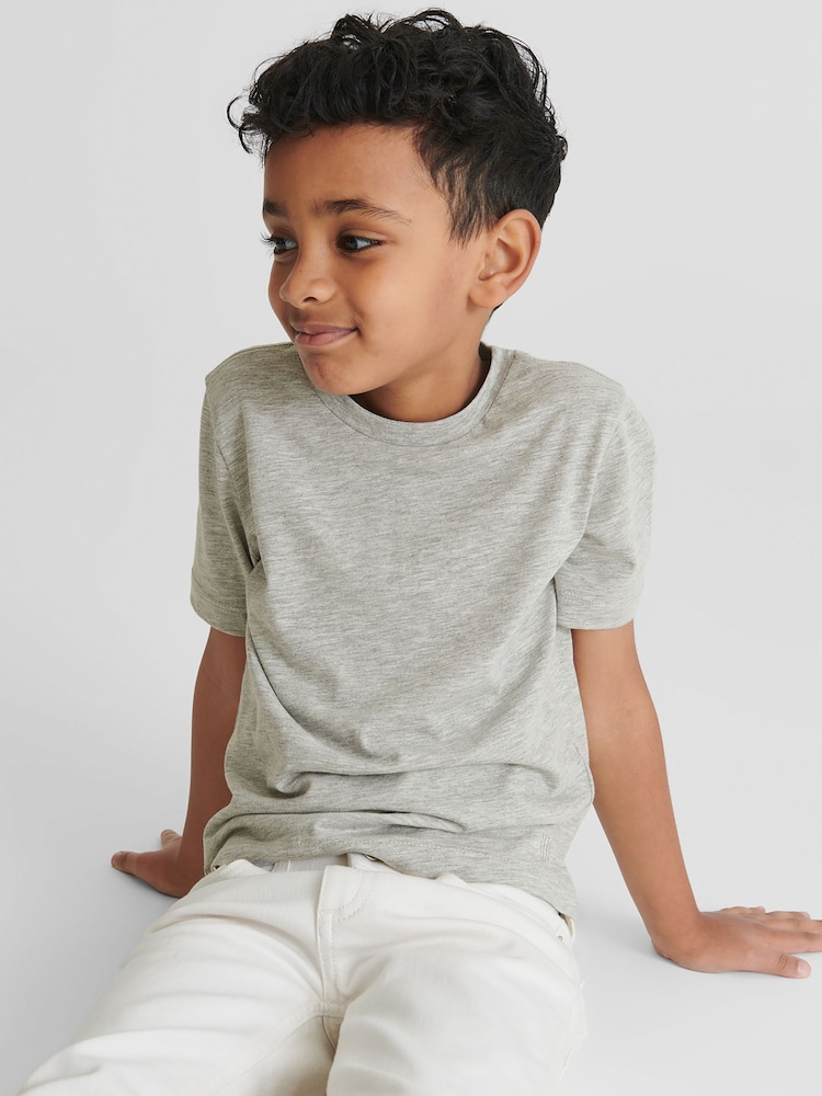 Reiss Grey Melange Bless Crew Neck Tshirt - Image 1 of 6