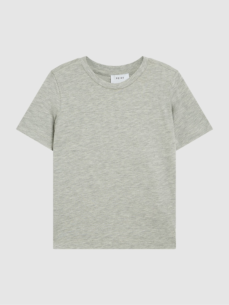 Reiss Grey Melange Bless Crew Neck Tshirt - Image 2 of 6