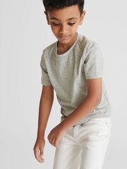 Reiss Grey Melange Bless Crew Neck Tshirt - Image 3 of 6