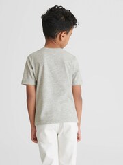 Reiss Grey Melange Bless Crew Neck Tshirt - Image 4 of 6