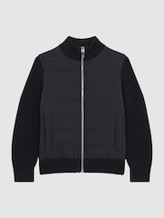Reiss Navy Trainer Hybrid Zip Through Quilted Jacket - Image 2 of 7