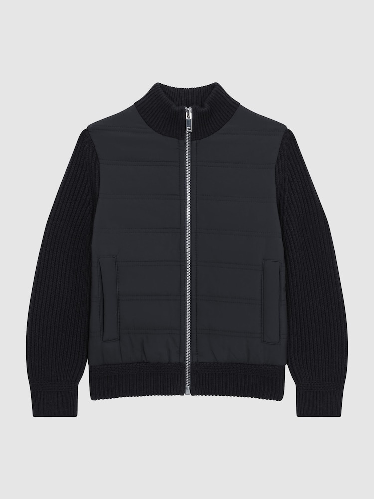 Reiss Navy Trainer Hybrid Zip Through Quilted Jacket - Image 2 of 7