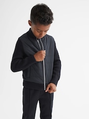 Reiss Navy Trainer Hybrid Zip Through Quilted Jacket - Image 4 of 7