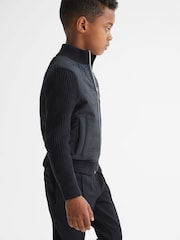Reiss Navy Trainer Hybrid Zip Through Quilted Jacket - Image 6 of 7