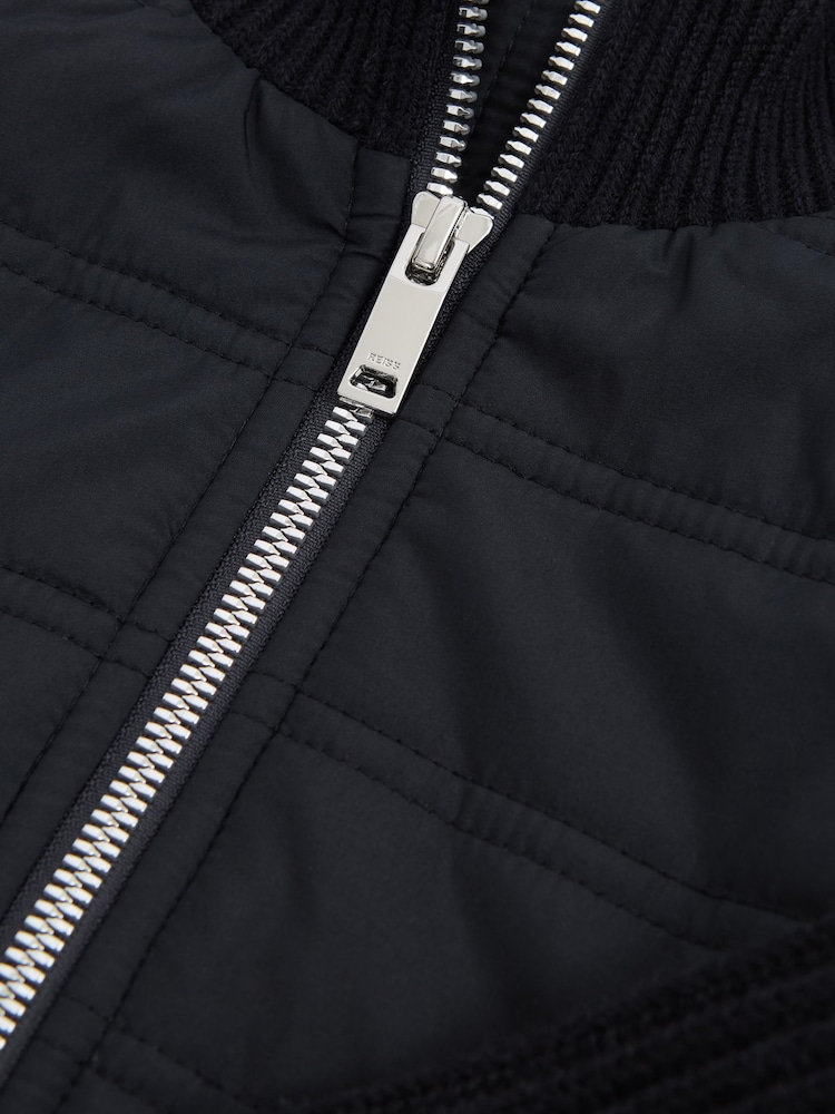 Reiss Navy Trainer Hybrid Zip Through Quilted Jacket - Image 7 of 7