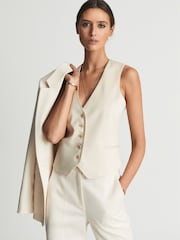 Reiss White Luna Regular Premium Suit Waistcoat - Image 1 of 6