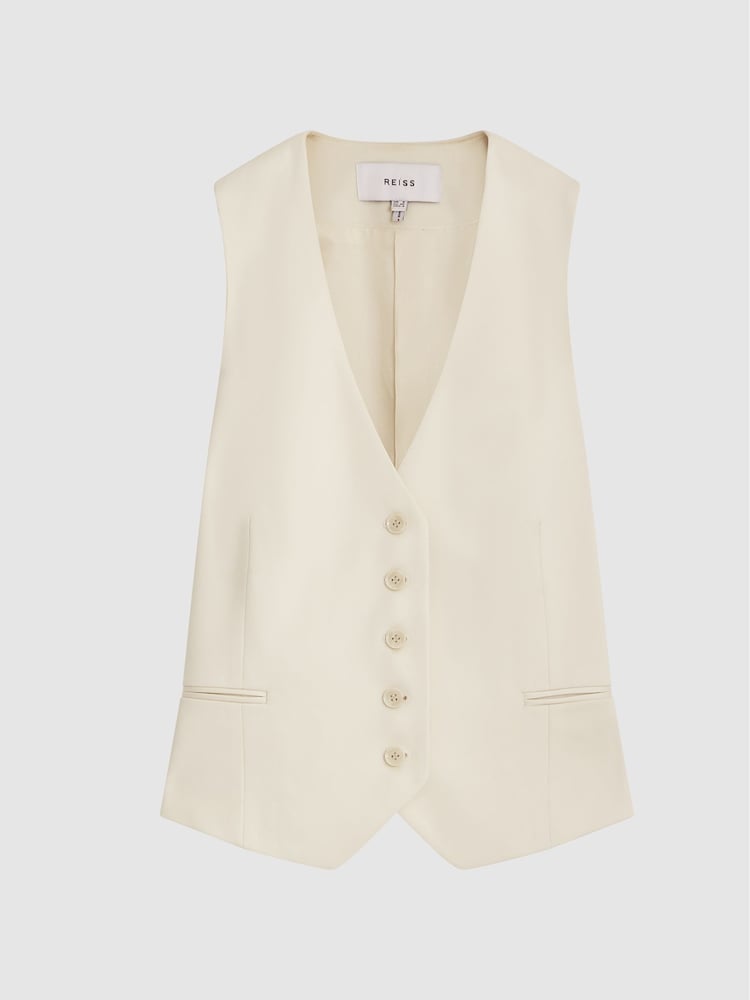 Reiss White Luna Regular Premium Suit Waistcoat - Image 2 of 6