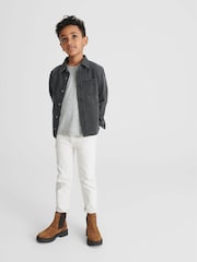 Reiss Washed Black Finch Junior Long Sleeve Denim Overshirt - Image 3 of 6
