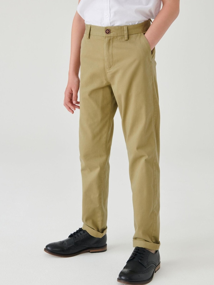 Neutral Regular Fit Next Stretch Chino Trousers (3-17yrs) - Image 1 of 3