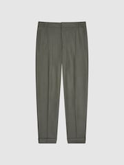 Reiss Khaki Brighton Relaxed Drawstring Trousers with Turn-Ups - Image 2 of 7
