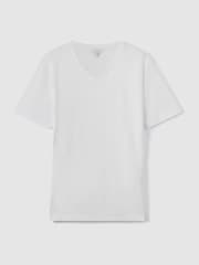 Reiss White Dayton Cotton V-Neck T-Shirt - Image 2 of 8