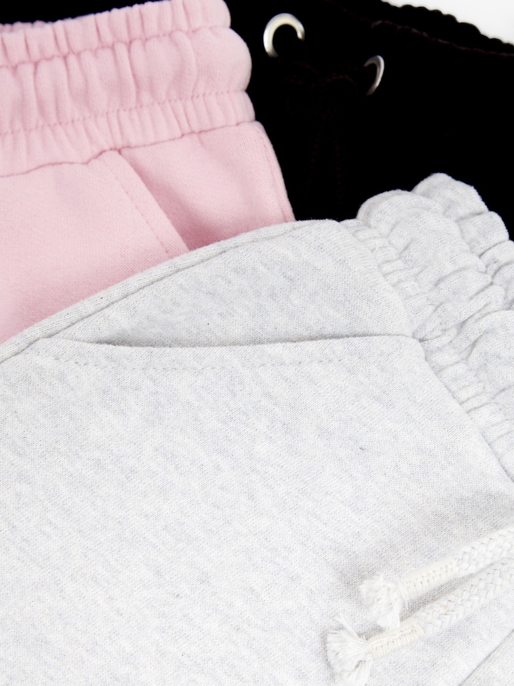 Pink/Grey/Black 3 Pack Soft Jersey Regular Fit Joggers (3-16yrs) - Image 6 of 6