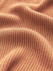 Camel Brown Gold Button Henley Knit Top - Image 6 of 6