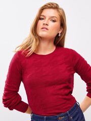 Rot strukturiert - Rundhalspullover - Bild 1 von 7