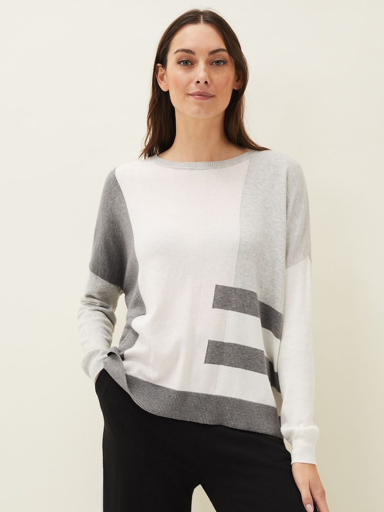 Phase Eight Pink Melisse Colourblock Stripe Jumper - Image 1 of 6