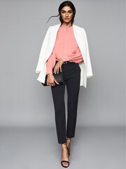 Reiss Navy Joanne Cropped Tailored Trousers - Image 1 of 5