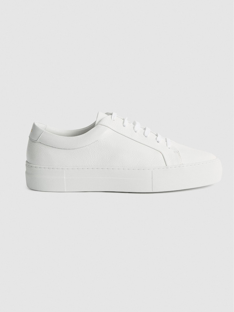 Reiss White Finley Leather Trainers - Image 2 of 6