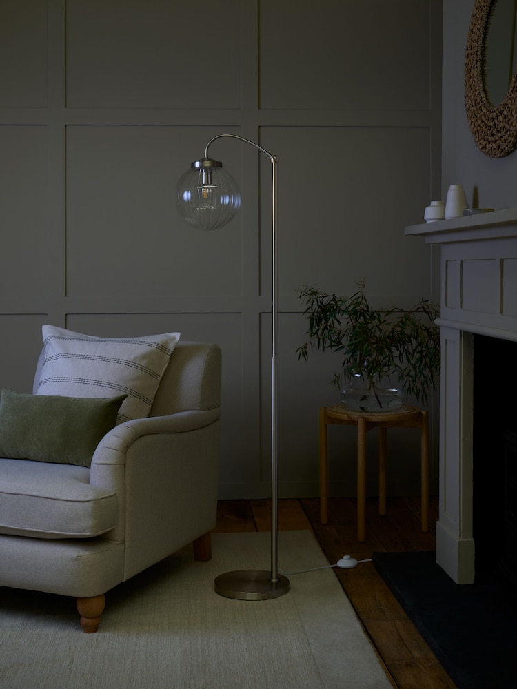 Brushed Chrome Bourton Floor Lamp - Image 2 of 4 Brushed Chrome Bourton Floor Lamp - Image 2 of 4