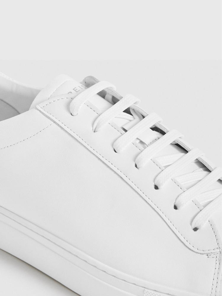 Reiss White Finley Leather Trainers - Image 5 of 5