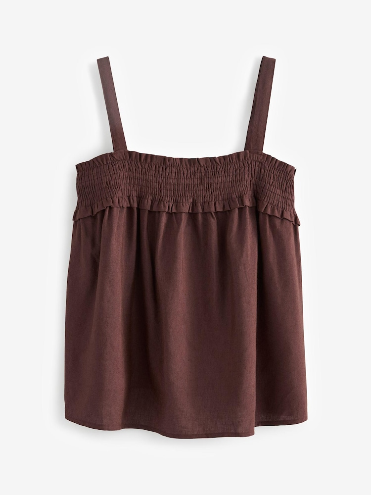 Brown Shirred Cami Top - Image 5 of 5 Brown Shirred Cami Top - Image 5 of 5