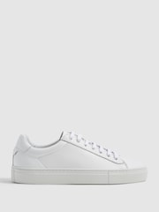Reiss White Finley Leather Trainers - Image 1 of 7