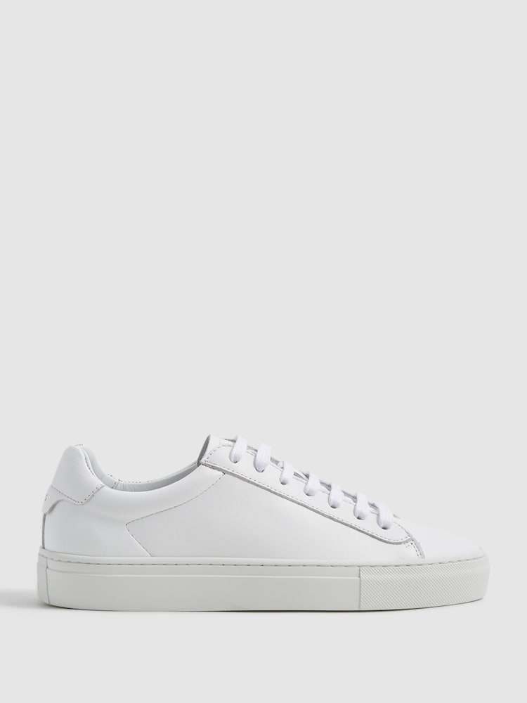 Reiss White Finley Leather Trainers - Image 1 of 7