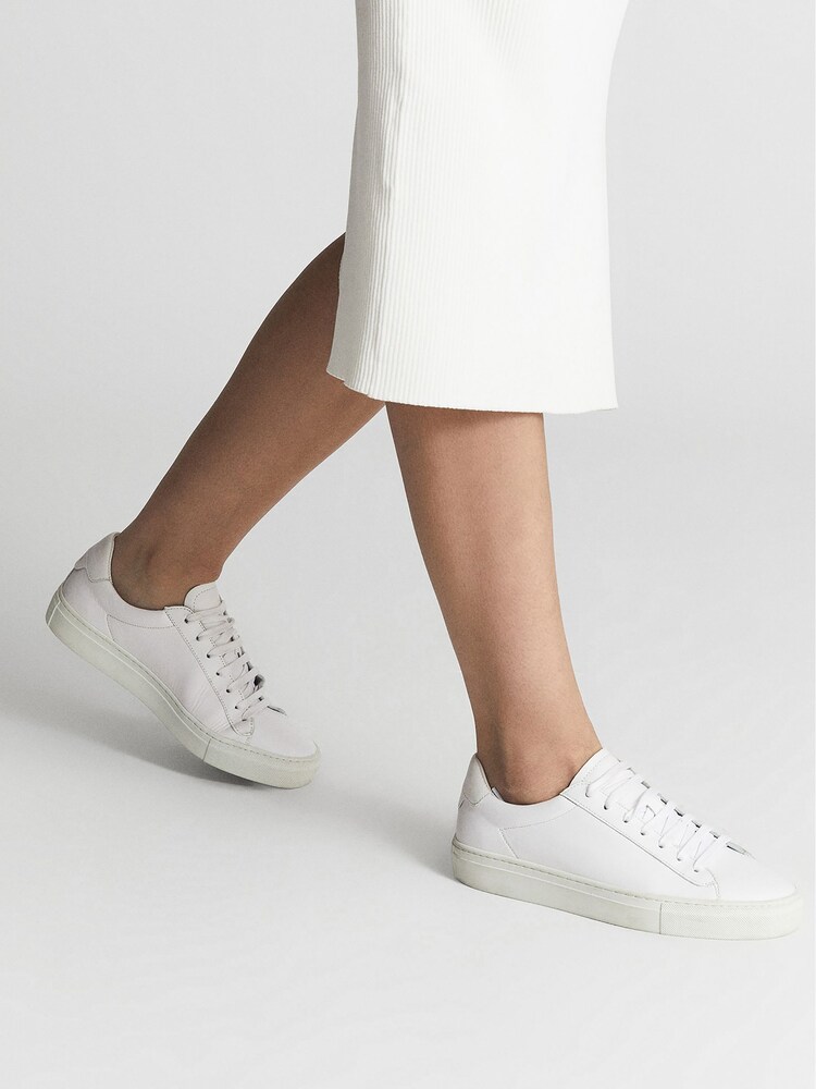 Reiss White Finley Leather Trainers - Image 2 of 7