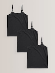 Black 3 Pack Elastic Strappy Cami Vest (1.5-16yrs) - Image 1 of 6